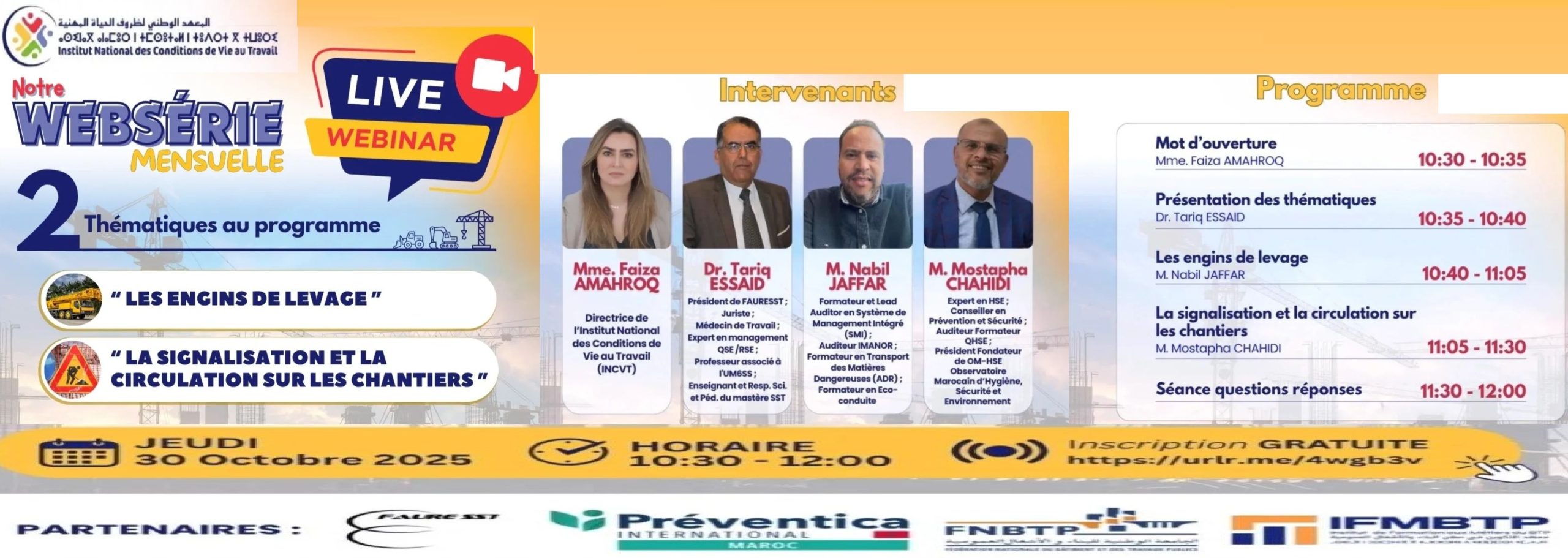 Invitation au webinaire INCVT – Sécurité sur les chantiers du BTP | Jeudi 30 octobre 2025